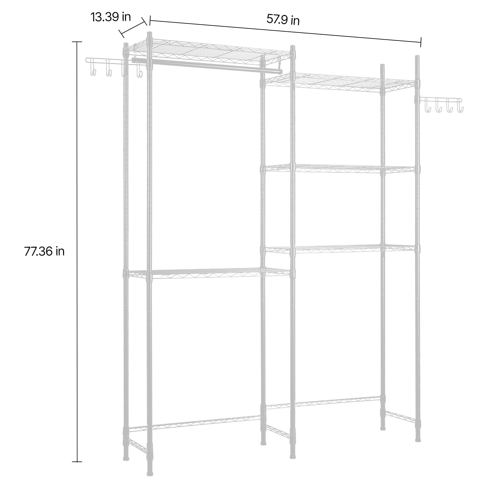 Over The Washer And Dryer Storage Shelf With Hanger Rod And Hooks_voghion.com